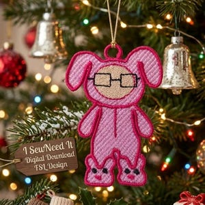 Ralphie Christmas Story Ornament: Free Standing Lace Embroidery Design (Digital Download)