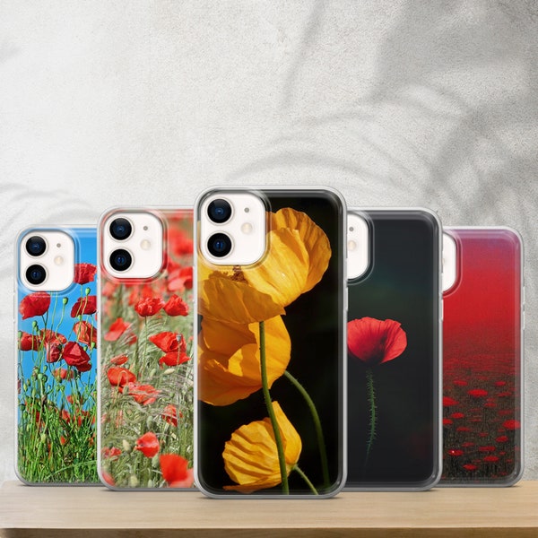 Meadow fleur coquelicots housse de téléphone pour iPhone14 Pro, 13, 12, 11, XR, 8, 7 Samsung S23, S22, S21FE, A53,, A14, A13, Pixel 7, 6A