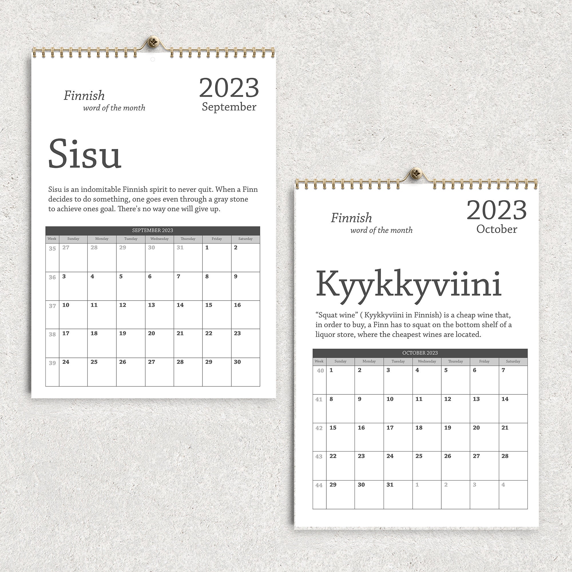 Finnish Words, Wall Calendar 2023, Digital Print, Print Your Own Calendar, Finnish Gift Etsy