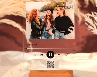 Custom Song Acrylic Plaque: Personalized Photo Gift with Wooden Stand