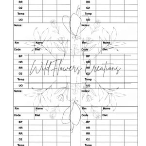 CNA Vitals Report Sheet