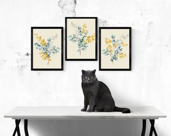 Botanic Wall Art | Printable Set of 3 | Eucalyptus Art | Living Room Decor | Wall Decor | Printable Wall Art