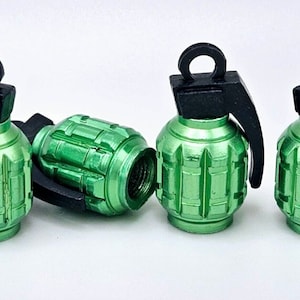 Green Grenade 4pc KUSTOM KAPZ Custom Tire Valve Caps Car Motorcycle Bicycle BMX Beach Cruiser Low Rider