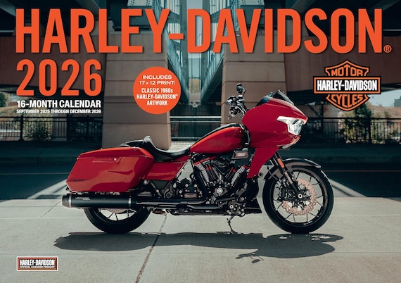 2026 HARLEY-DAVIDSON Motorcycle Deluxe Wall Calendar - 16 Months