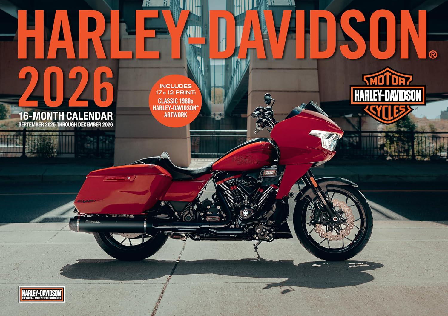2026 HARLEY-DAVIDSON Motorcycle Deluxe Wall Calendar - 16 Months