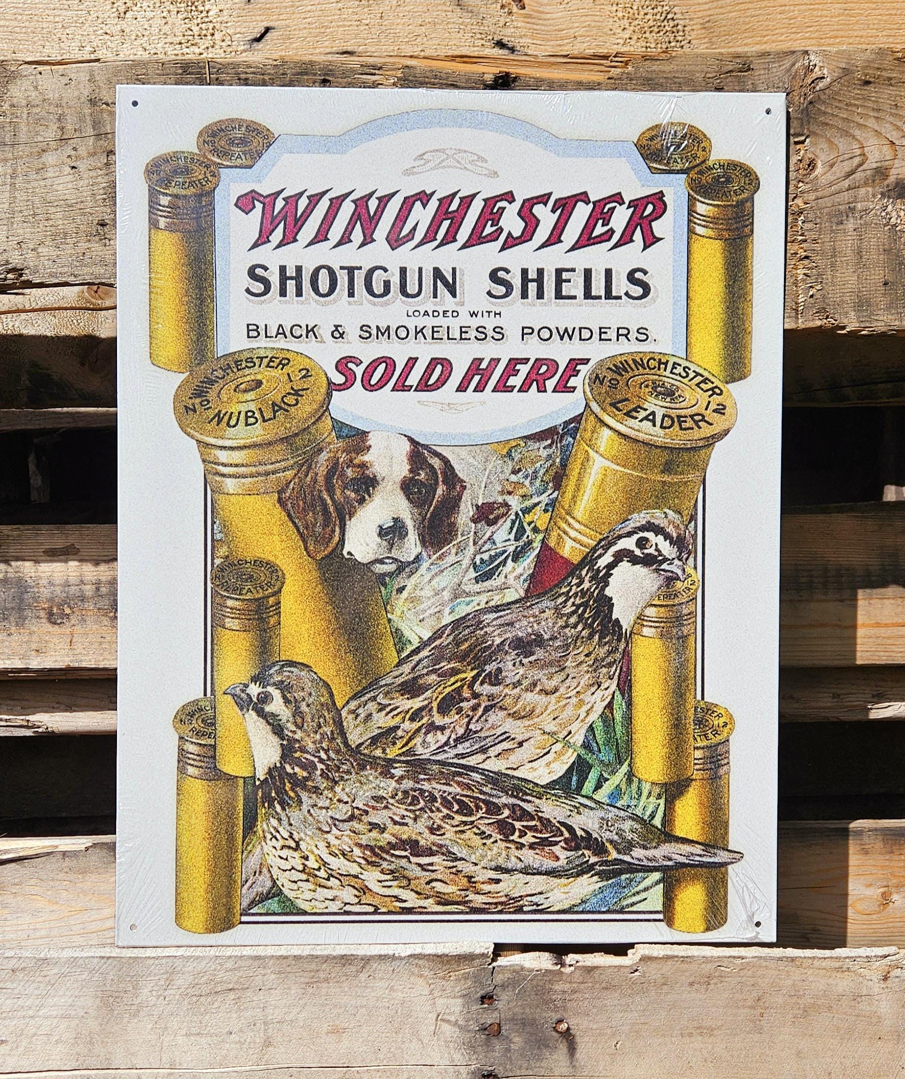 Winchester Shotgun Shells TIN SIGN Vintage Advertisement USA Quail