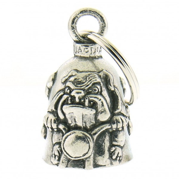 BULLDOG ON BIKE Guardian® Bell Motorcycle Fits Harley Luck Gremlin Ride biker lucky charm