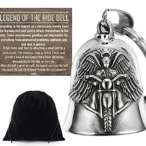 Guardian Angel On MC RIDE BELL Charm Fits All Motorcycles Harley Gift gremlin keychain Biker road king chopper