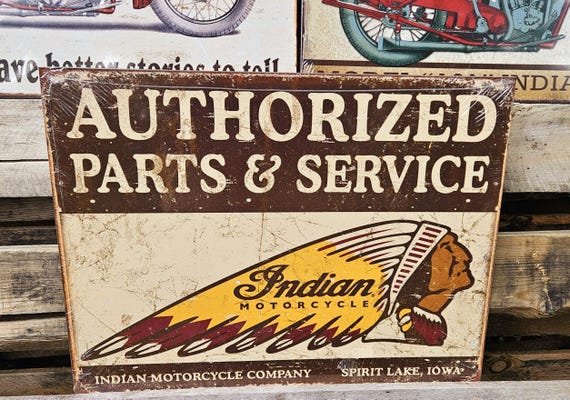 Indian Motorcycle Metal Sign 3pc. Licensed Vintage Ad Man Cave
