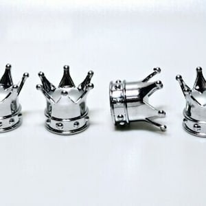 Chrome Crowns 4pc KUSTOM KAPZ Custom Tire Valve Caps Car Motorcycle Bicycle BMX Beach Cruiser Low Rider