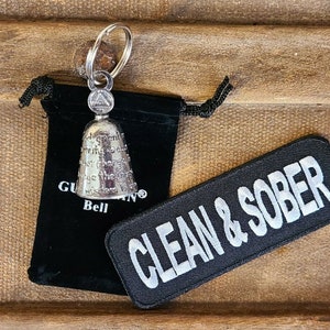 Guardian Bell AA Alcoholics Anonymous Serenity Prayer w/ Clean & Sober Patch