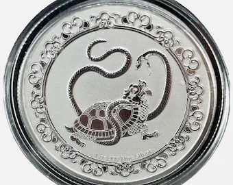 2021 Niue Silver 2 Dollars 1 oz 0.999 Silver Bullion Coin-Black Turtle w capsule