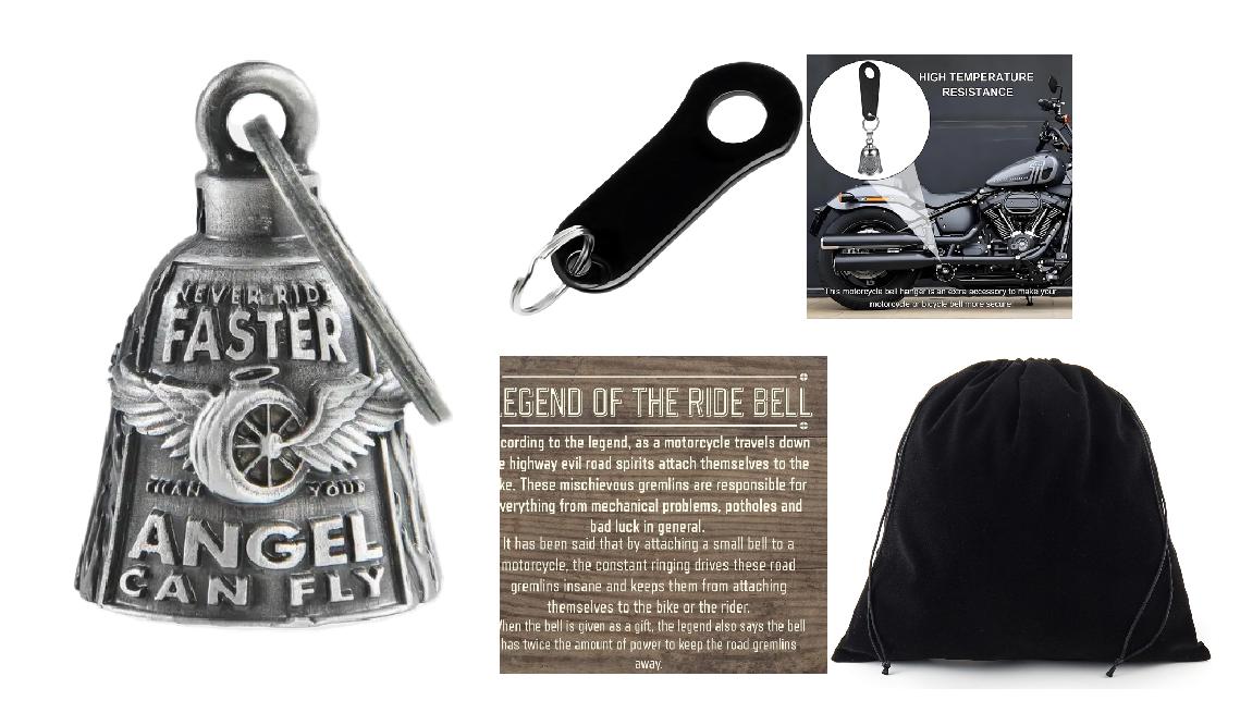 Never Ride Faster Than Guardian Angel RIDE BIKER BELL Fits All