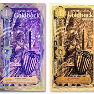 1 Washington DC Goldback 250th USA Anniversary Gold Foil Note w UV Security Light 24k Fine Gold Uncirculated