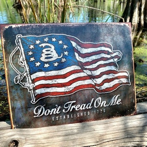 DTOM Vintage Flag Vintage Metal Tin Sign Wall Decor Garage Man Cave Home Rustic