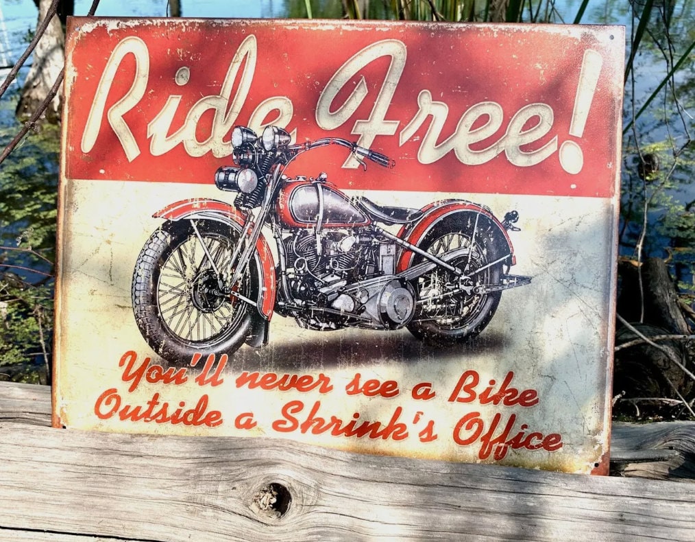 Vintage Garage Harley Davidson Motorcycle Metal Wall Sign - 8x12