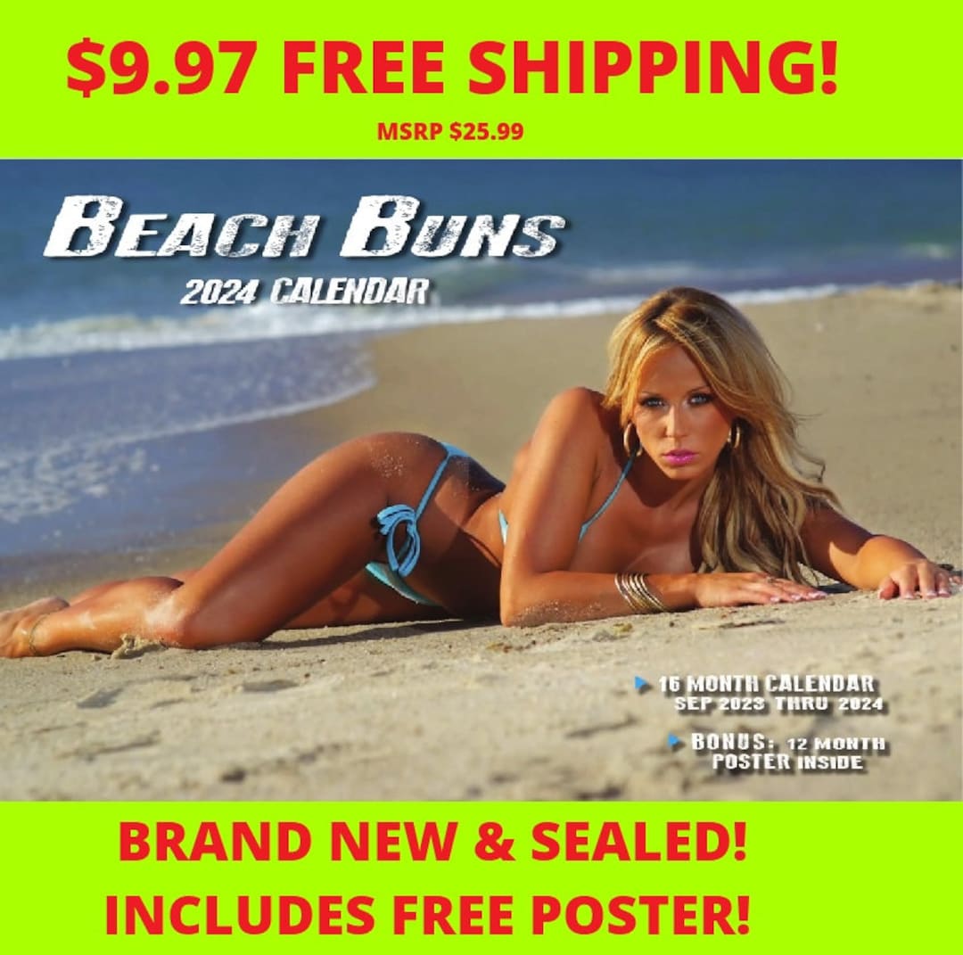 2024 SEXY GIRLS beach Buns Wall CALENDAR White Elephant Sexy Gift for