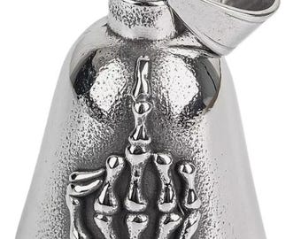 May include: Silver motorcycle bell with a skeleton hand giving the middle finger.