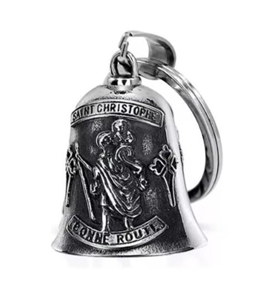 Saint Christopher Guardian Angel THE RIDE BELL W Black Hanger