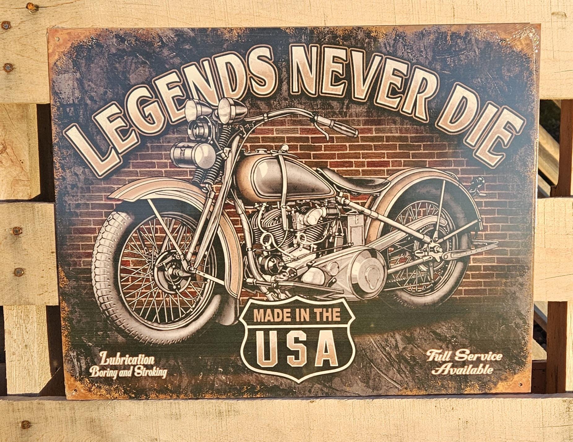 LEGENDS NEVER DIE Since 1903 V-twin Motorcycle Tin Sign Biker