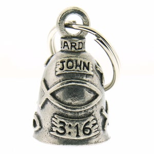 JOHN 3:16 Guardian® Bell Motorcycle FITS Harley Luck Gremlin Ride Christian biker bible fish Jesus