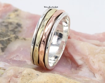 Spinner Ring,925 Sterling Silver Spinner Ring,Handmade,Meditation Ring,Gift For Her,fidget Ring,Anxiety Spinner Ring,Statement Ring,Women **