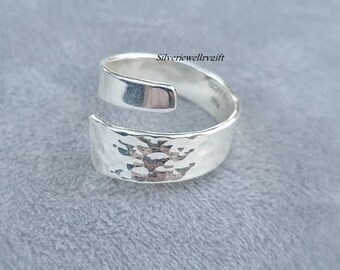 Bandring, handgemaakte ring, 925 sterling zilver, angst zilveren ring, meditatie ring, cadeau voor haar, statement ring, fidget ring, belofte ***