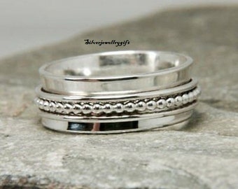 Spinner Ring,925 Sterling Silver , Handmade Ring, Meditation , Gift For Her, fidget Ring, Anxiety Spinner Ring, Statement Ring, Women ***