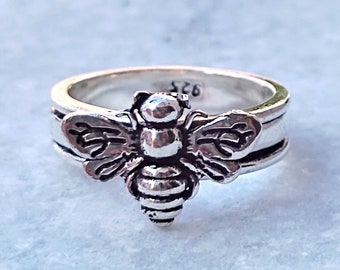 Bee Spinner, angst ring, meditatie ring, belofte zilveren ring, yoga ring, fidget ring, spinner, spinner ring, sterling zilveren ring