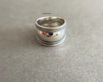 Dikke brede band, Spinner Ring, 925 Sterling Zilveren Ring, Dome Ring, Chunky Fidget Meditatie Ring, Zilveren Spinner Angst Ringen