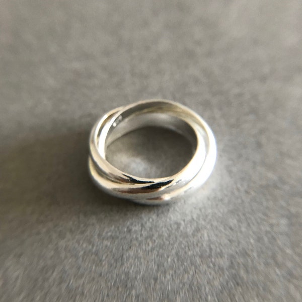 925 Sterling Silber 3-Rollen-Ring, Multi-Band-Ringe, handgefertigter Ring, ineinandergreifender Ring, Statement-Ring, Meditationsring, versandfertig****