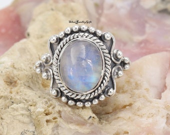 Moonstone Ring ,925 Sterling Silver Band Ring ,Handmade,Statement,Meditation Ring,Gift For Her,Women,Anxiety Band Ring,Fedget,Gemstone