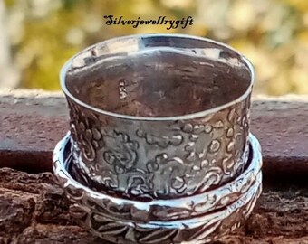 Spinner Ring, Handgemaakte Ring, 925 Sterling Zilver, Meditatie Ring, Cadeau voor haar, Statement Ring, Vrouwen, Duim, Angst Zilveren Ring, Fidget **