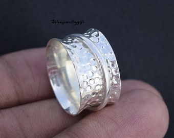 Spinner Ring, 925 Sterling Zilver, Handgemaakte Ring, Meditatie, Cadeau voor haar, fidget Ring, Angst Spinner Ring, Statement Ring, Vrouwen ***