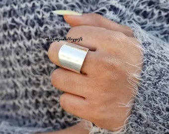 925 Sterling zilveren band ring, handgemaakte ring, band ring, angst zilveren ring, meditatie ring, cadeau voor haar, statement ring, fidget ring, belofte *