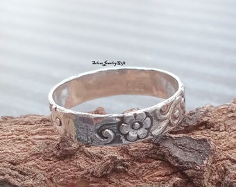 Bandring, handgemaakte ring, 925 sterling zilver, angst zilveren ring, meditatie ring, cadeau voor haar, statement ring, fidget ring, belofte ***