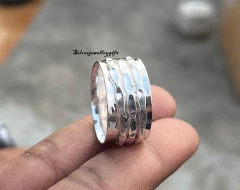 Bague toupie, argent sterling 925, bague faite main, méditation, cadeau pour elle, bague agitée, bague toupie anxiété, bague tendance, femme ***