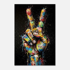 Vibrant Peace Sign Graffiti Canvas - Colorful Urban Art Print for Home Decor