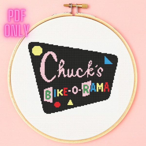 Pee Wee's Big Adventure - Chuck's Bike-O-Rama Sign - Cross Stitch Pattern - PDF ONLY - Pee Wee Herman