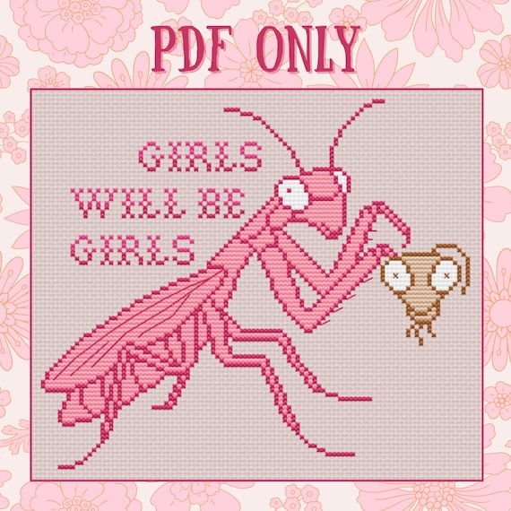 【希少プロモ盤！】PRAYING MANTIS /THIS TIME GIRL Girls Will Be Girls - Cross Stitch Pattern - PDF ONLY - Praying