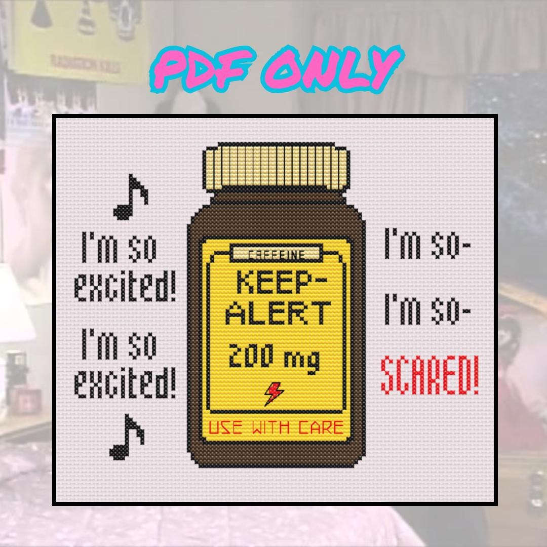 Saved By The Bell - Jessie Spano Caffeine Pills - I'm So Excited - Cross Stitch Pattern - PDF ONLY