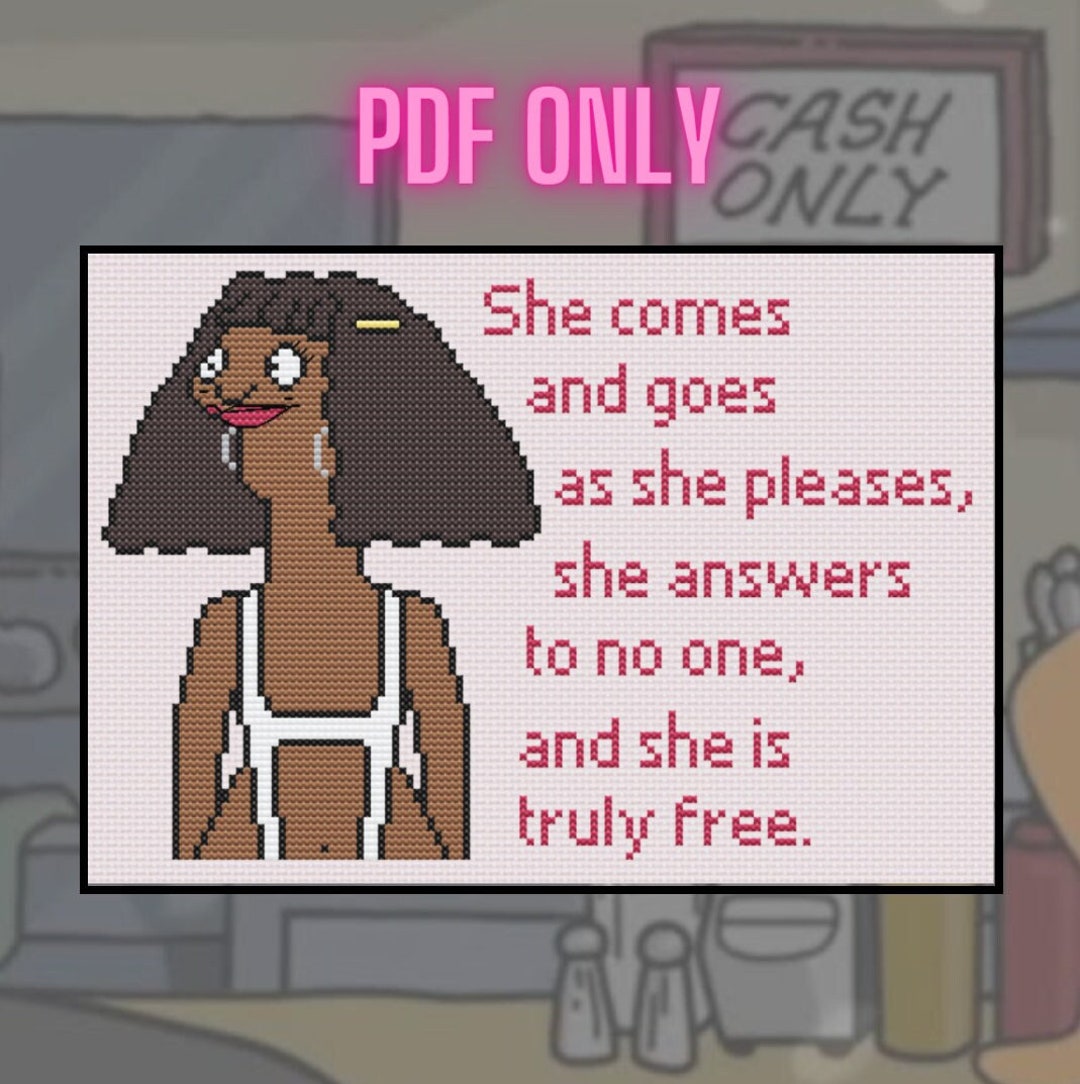 Bob's Burgers Marshmallow She is Truly Free Cross Stitch Pattern PDF