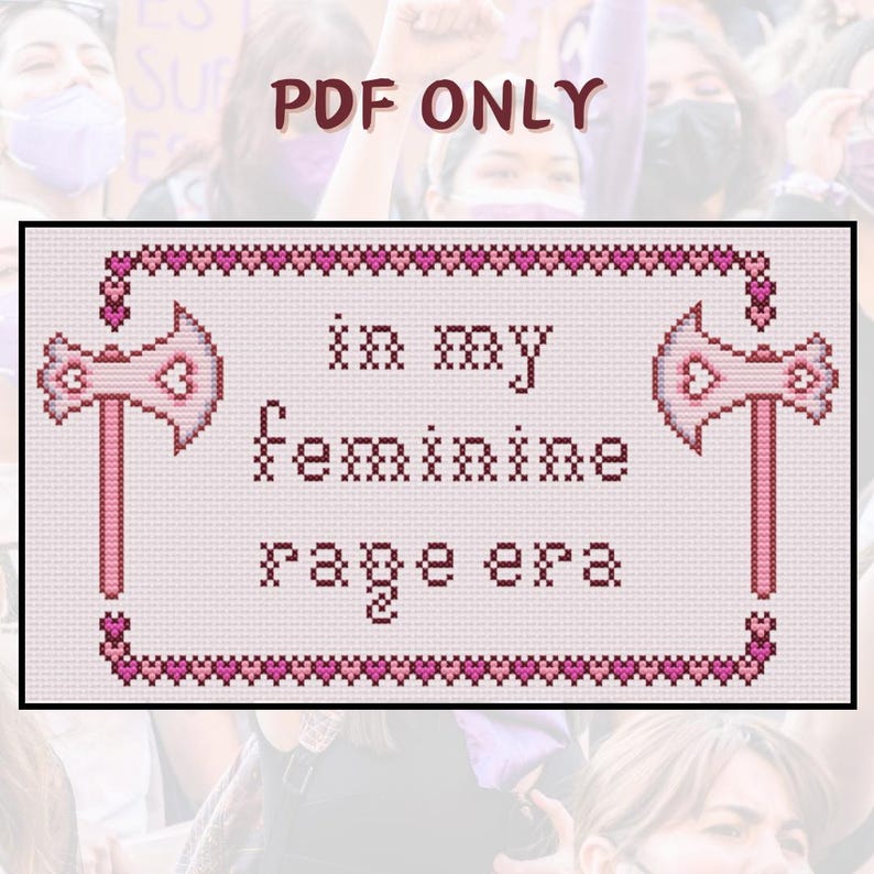 I min era av feminin ilska - Korsstygnsmönster - ENDAST PDF - Bergsbestigarens yxa bild 1