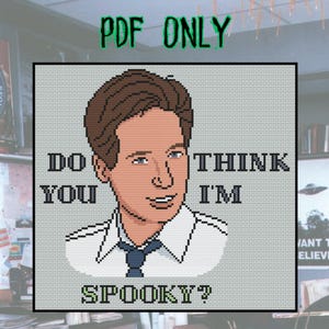 Tror du att jag är läskig? - Fox Mulder - Arkiv X - Korsstygnsmönster - ENDAST PDF - David Duchovny