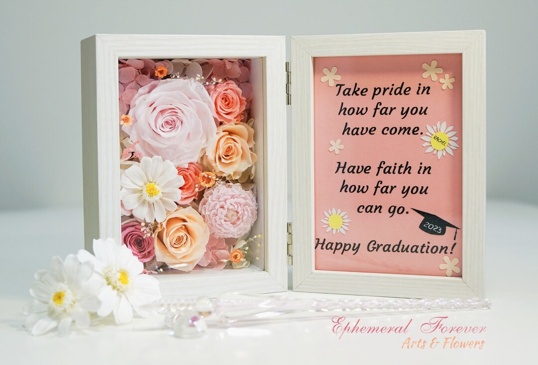 Graduation Frame Lavender Shadow Box Frame With Preserved Flowers and a Photo Frame | | Happy ...