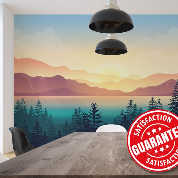 Mountain / Landscape Wall Mural, Peel and Stick Removable Vinyl Wallpaper