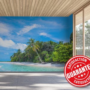 Carta da parati murale Tropical Paradise Island, grande stampa murale da parete - rimovibile, stacca e attacca o non incollata