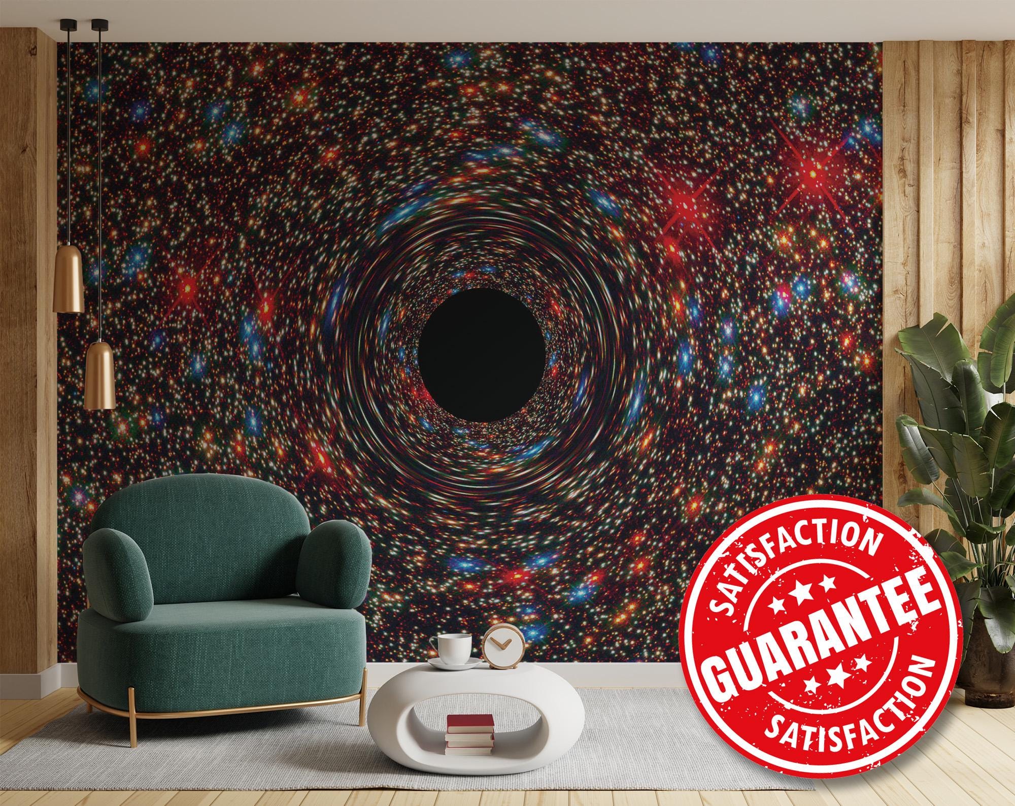 Behemoth Black Hole removable vinyl mural / Peel and stick Hubble wallpaper mural / Galaxy Star mural print - Peel & Stick or Non-Pasted