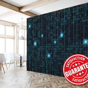 Binary Code Removable Vinyl Mural / Peel and Stick Digital Wallpaper ...