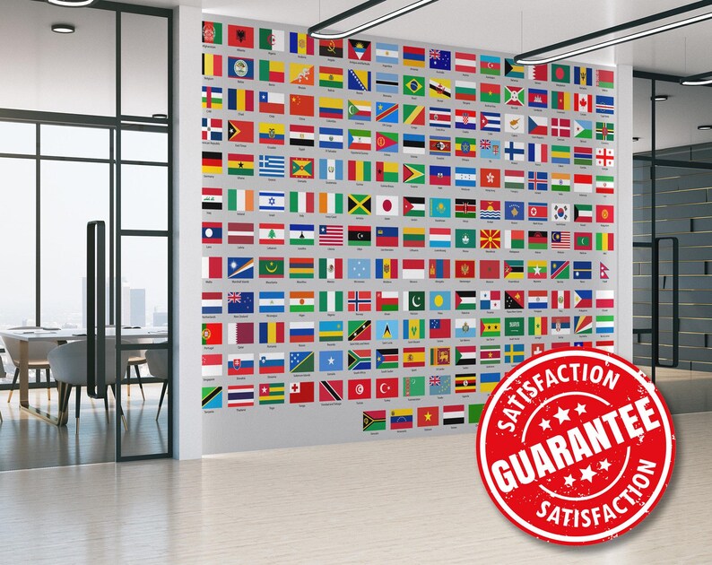 Intal Flags Flags of the World Mural, Educational Peel and Stick Wallpaper - Etsy